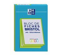 Fiches Bristol A6 - OXFORD - 30 feuilles - Petits carreaux 5x5 - Couverture verte