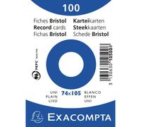 Exacompta Fiches Bristol blanches 74 x 105 mm - 100 fiches