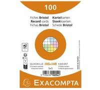 Fiches Bristol - EXACOMPTA - 105x148mm - Assorties - 100 feuilles - Quadrillé 5x5