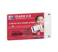 Fiches bristol flash 2.0 Oxford 75x125mm 32 fiches s/film ligné 7mm cadre blanc