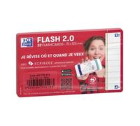 Fiches Bristol flashcards - OXFORD - 32 feuilles - 75x125 mm - ligné rouge