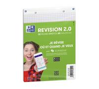 Etui de 32 fiches bristol A5 perforées Oxford Révision 2.0 petits carreaux Blanc