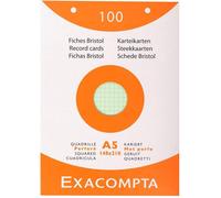 Exacompta – Fiches bristol 13658E – Étui 100 A5 148×210, quadrillées 5x5, perforées, assorties