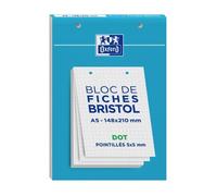 Fiches Bristol perforées - OXFORD - 30 feuilles - Format A5 14,8x21 - Réglure DOT 5x5