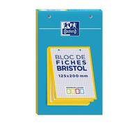 Fiches bristol perforées - OXFORD - Bloc de 30 - Blanc - 12,5x20 - Petits carreaux - 5x5