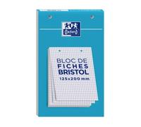 Fiches Bristol perforées - OXFORD - Bloc de 30 - Blanc - 12,5x20 - Petits carreaux - 5x5