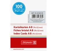Fiches Brunnen A8 couleur blanche non lignée contenu 100 pièces