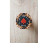 Fiches Céramique EPT Replica, Valeur 2 Euro, pour Jeux de Poker Cash, Blister de 25 jetons.