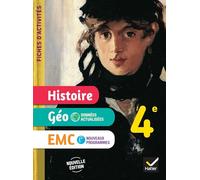 Fiches d'activités Histoire-Géographie-EMC 4e - Ed. 2025 - Cahier élève - Jean-Claude Martinez - Hatier - broché - Scolaire / Universitaire