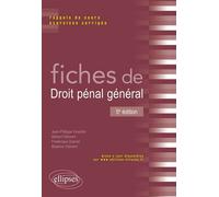 Fiches de droit pénal général Rappels de cours et exercices corrigés - Jean-Philippe Vicentini - Ellipses - broché - Etude