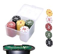 Fiches De Poker | Accessoire De Jeu De 100 Pièces Numéroté Et Coloré Avec Étui - Fiche De Poker En Bloc - Pour Voyage Soirées Tournois Vacances Anniversaires Bureaux Rassembunis Famille Amis