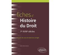 Fiches d'Histoire du Droit Ier-XVIIIe siècles - Valérie Menes-Redorat - Ellipses - broché - Scolaire / Universitaire
