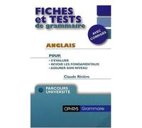 Fiches et tests de grammaire Anglais avec corrigés Avec corrigés - Claude Rivière - Ophrys - relié - Méthode de langue
