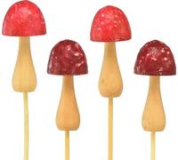 Fiches fleurs Champignon Déco Bois Fiches automne Rouge Ø2,5cm 8pcs Décoration de table Bricolage