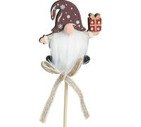 Fiches florales lutins de Noël Décoration en bois 6x7cm Set de 12 - Décoration de table et végétale festive