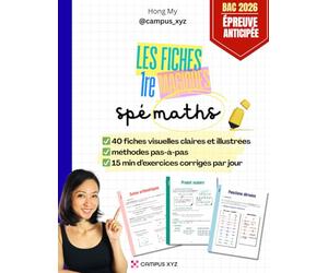 Fiches magiques 1re Spé, des maths illustrées et accessibles.: Pour préparer l'épreuve anticipée du Bac : fonctions, dérivations, suites numériques, ... probabilités. Fiches de cours et exercices.