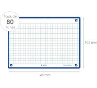 Fiches Oxford "Flash 2.0" 105 x 148 mm bleu marine à carreaux 80 pièces