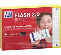 Fiches Oxford "Flash 2.0" 105 x 148 mm quadrillées jaune 80 pièces