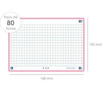 Fiches Oxford "Flash 2.0" 105 x 148 mm rose à carreaux 80 pièces