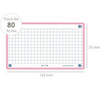 Fiches Oxford "Flash 2.0" 75 x 125 mm rose à carreaux 80 pièces