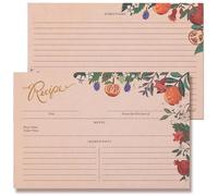 Fiches Recettes, Recto-Verso, Lot de 24 Fiches Vierges, Motif Fleurs et Fruits de Toscane, 10,16 x 15,24 cm