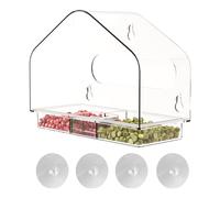 Ficheur d'oiseau de fenêtre - Station d'alimentation en Acrylique Transparent, Porte- avec Une Forte Aspiration | Maison résistante aux écureuils pour Oiseaux, Plateau de semence Amovible pour