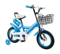 Fichiouy Vélo enfant 12" pour garçons et filles à partir de 2 à 4 ans - Vélo avec roues stabilisatrices - Double frein - Hauteur réglable - Pour la formation et l'équitation en plein air (bleu)