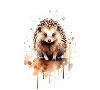 FICLUX Tableau Decoration Murale, Hérisson aquarelle - Peinture sur Toile Affiches Impressions Mur Art Photos pour Salon - 40x60cm(16x24in) Sans cadre