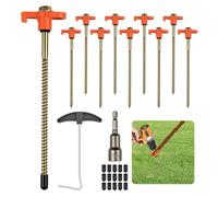 FICOFISE 12 Pièces Piquet de Tente à Visser, Sardines de Fixation 20,5cm, Sardines Camping, Piquets de Tente, avec Arrache-Clou Foreur Cache-vis, pour sur Sol Dur Gazebos Auvents Jardin Extérieure