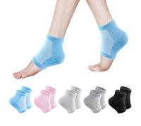 FICOFISE Chaussettes Talon Gel Doux 5 Paires : Chaussettes de Talon Hydratantes Cornées, Taille Unique Chaussettes à Bout Ouvert Respirantes Lavables, pour Femmes Hommes Pieds Secs Talons Craquelés