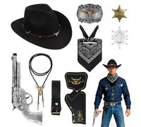 FICOFISE Costume de cowboy pour hommes, ensemble complet de 10 tenues western pour adultes et - accessoires de cowboy complets pour soirées à thème, Saint-Valentin, carnaval