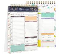 FICOFISE Lot de 2 carnets de notes A5 pour agenda quotidien : liste de choses à faire, 52 feuilles détachables, impression double face, planificateur TDAH, pour études, travail, bureau, école, maison