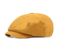 FICORD Beret Homme Chapeau De Gavroche en Coton pour Hommes, Béret Décontracté De Couleur Unie, Chapeau Gatsby Rétro Unisexe, Casquette Octogonale À Visière Gorras, Jaune, 56-60Cm