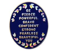 Ficsowy Be Fierce Puissant Brave Confident Strong Fearless Beautiful You Broche en émail pour fille féministe Taille M Zinc, sans pierre précieuse
