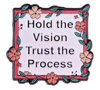 Ficsowy Épinglette émaillée « Hold the Vision Trust the Process » avec citation, moyen, zinc, ce n'est pas une pierre précieuse