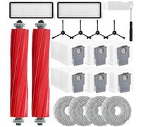Fictezlove Kit d'accessoires pour robot aspirateur Roborock Qrevo S, Qrevo Pro, Qrevo MaxV, 2 brosses principales, 6 sacs à poussière, 4 lingettes, 2 filtres HEPA, 4 brosses latérales, 1 brosse de