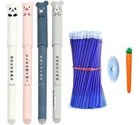 Fiction Stylos Effaçables Noir Bleu Gel Encre Rollerball Recharge Ensemble Chat Panda Animal Carotte Gomme Mignon Stylos Lavable Fourniture D'écriture Scolaire (Paquet De 26) (Bleu)