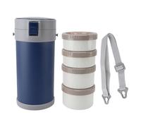 Fictory Bocal alimentaire isotherme de 2,9 L, en acier inoxydable, passe au micro-ondes, étanche, empilable, avec sangle, garde les repas frais pour l'école et le bureau, bleu
