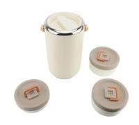 Fictory Bocal alimentaire isotherme en acier inoxydable de 2,6 L, étanche à 3 niveaux, empilable, passe au micro-ondes, portable pour bureau et camping, poignée de transport facile, blanc