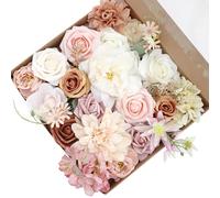 Fictory Boîte à roses champagne, pêche artificielle, arrangement floral pour décoration de mariage, fête d'anniversaire, centre de table, décoration de table d'intérieur, boîte cadeau à faire soi-même