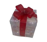 Fictory Boîte cadeau lumineuse avec nœud rouge de 19 cm, décoration de Noël pliable à LED avec effet scintillant de conte de fées, décoration de fête pour cheminée et mariage