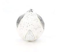 Fictory Boule de Noël floquée blanche de 8 cm, décoration d'arbre en mousse artificielle pour couronnes de vacances et vitrines