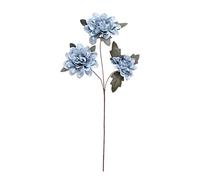 Fictory Bouquet de fleurs de dahlia artificielles en soie, pulvérisateur de dahlia bleu à 3 têtes, tiges flexibles de 60 cm de long pour centres de table de mariage, décoration d'intérieur et