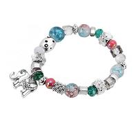Fictory Bracelet en cristal de Bohême pour femme - Perles colorées avec breloque éléphant, bijou de style unique pour cadeaux