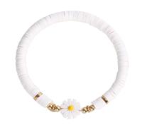 Fictory Bracelet en perles d'argile pour femme, motif marguerite, bijou doux fabriqué à la main, style plage d'été, taille unique