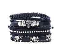 Fictory Bracelet Homme Tête de Mort Perles - Cadeau Tendance pour Lui - Réglable - Pas de décoloration - Utilisation polyvalente