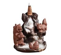 Fictory Brûleur d'encens à refoulement avec décoration d'écureuil, sculpté à la main, support d'aromathérapie pour la méditation, le yoga et la relaxation à la maison