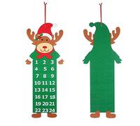 Fictory Calendrier de l'Avent en feutre avec 24 poches, Père Noël, bonhomme de neige, renne, calendrier de compte à rebours de Noël, tissu non tissé, à suspendre au mur pour décoration d'intérieur