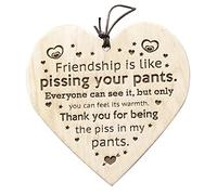 Fictory Carte de vœux en bois en forme de cœur en bois naturel, souvenir de l'amitié, plaque cadeau d'amitié avec message, décoration murale rustique, cadeau d'anniversaire