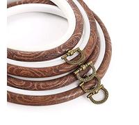 Fictory Cerceau à broder de 14 cm, cadre de broderie en plastique ABS avec finition grain de bois, anneau de suspension non réglable pour travaux d'aiguille et travaux manuels